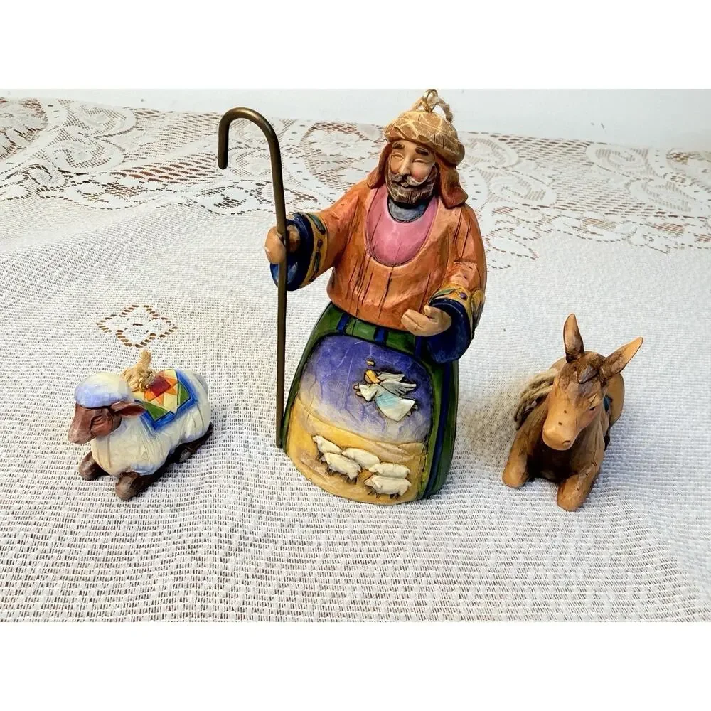Jim Shore Heartwood Creek Shepherd Donkey Sheep Hanging Ornaments Religious 2004